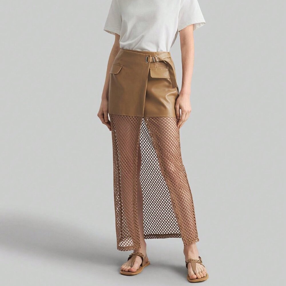 Khaki Bohemian Women's Patchwork Skirt